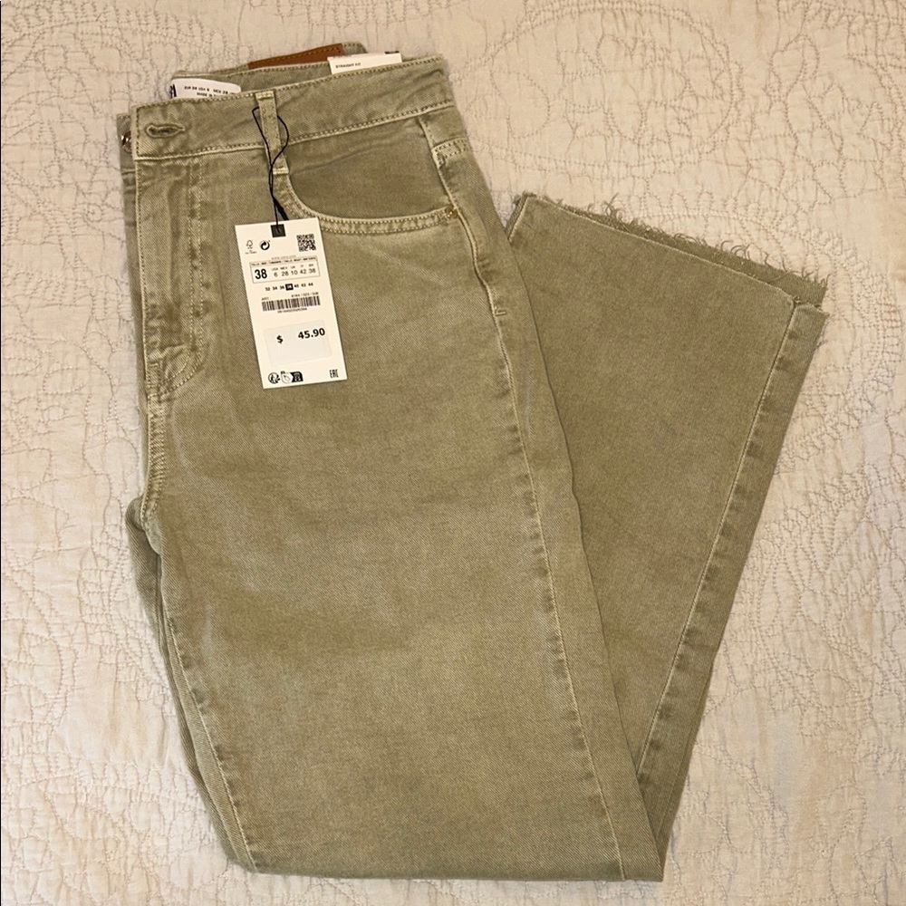 Zara Green Straight Jeans